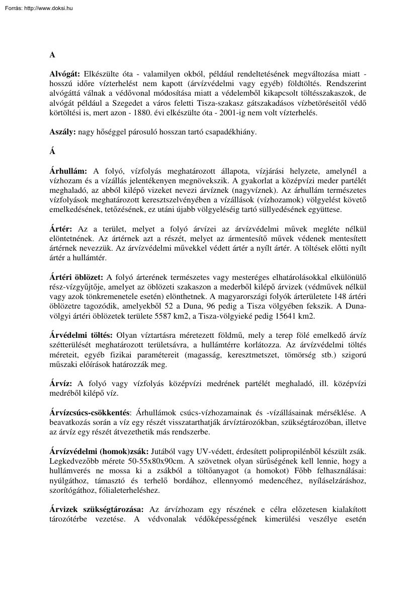 Árvízi fogalmak I