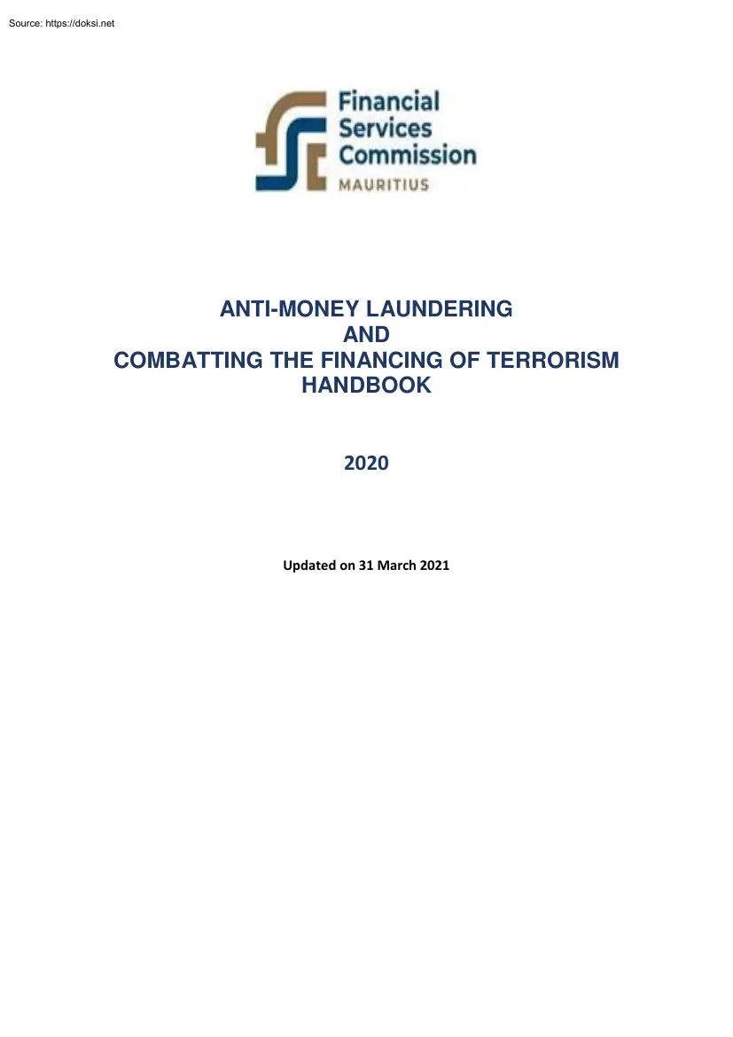 Anti Money Laundering and Combatting the Financing of Terrorism Handbook