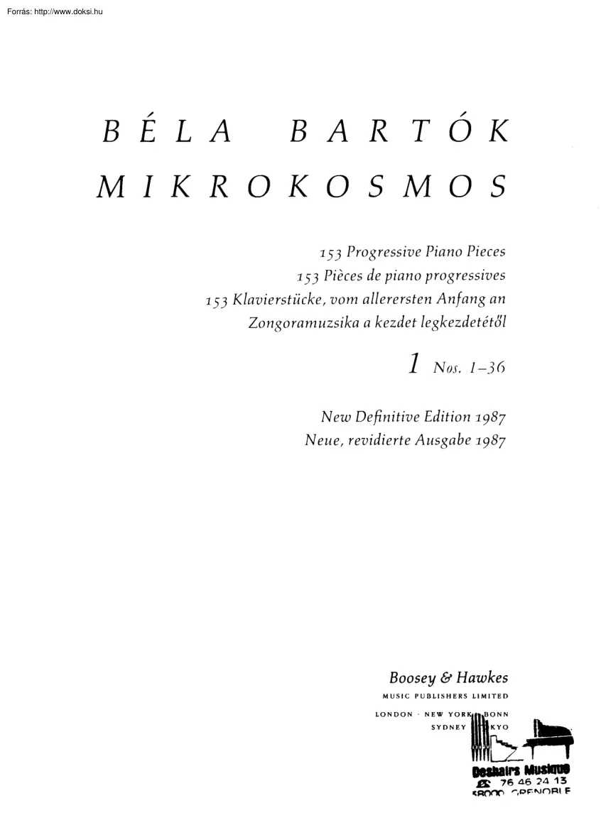 Bartók Béla - Mikrokosmos (kották)