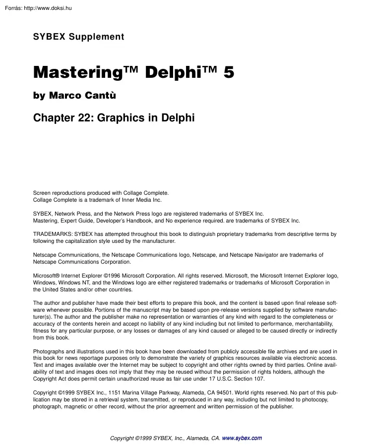 Marco Cantú - Mastering Graphics in Delphi 5