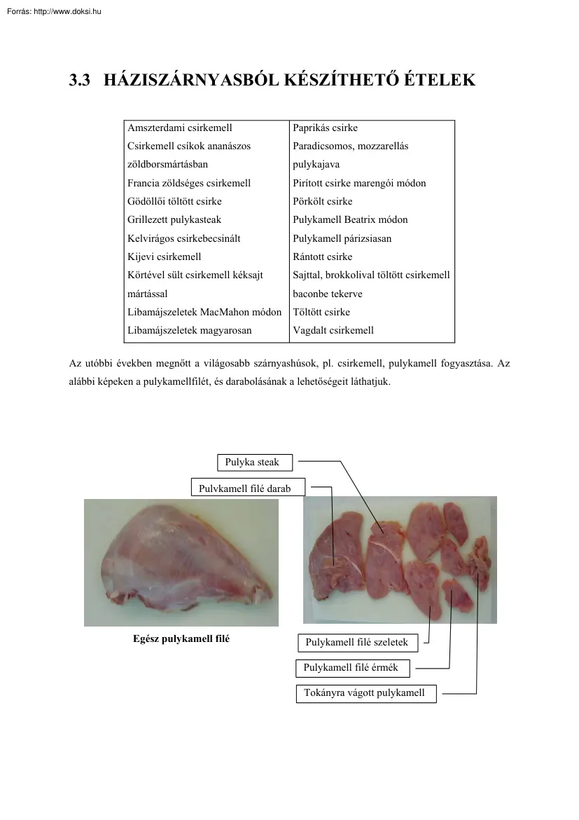 Háziszárnyasból készíthető ételek