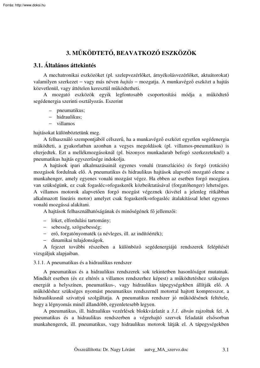 Dr. Nagy Lóránt - Működtető, beavatkozó eszközök