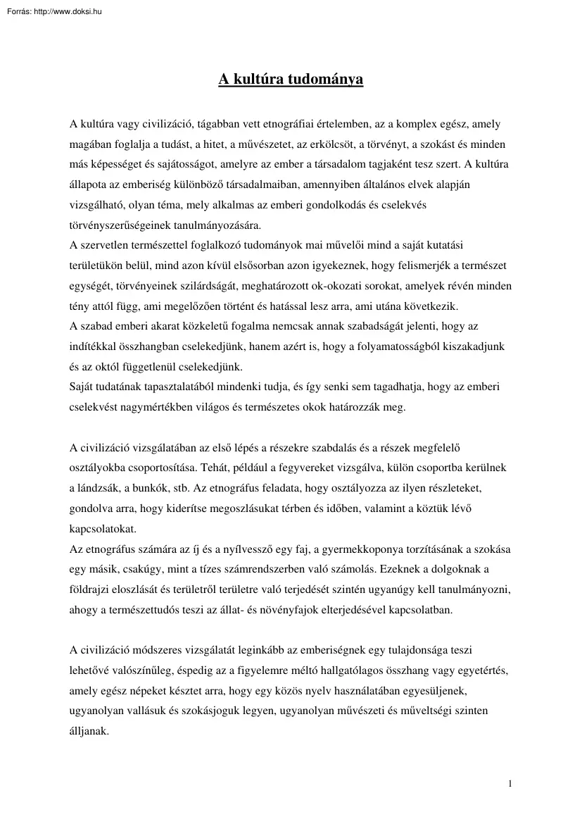 A kultúra tudománya