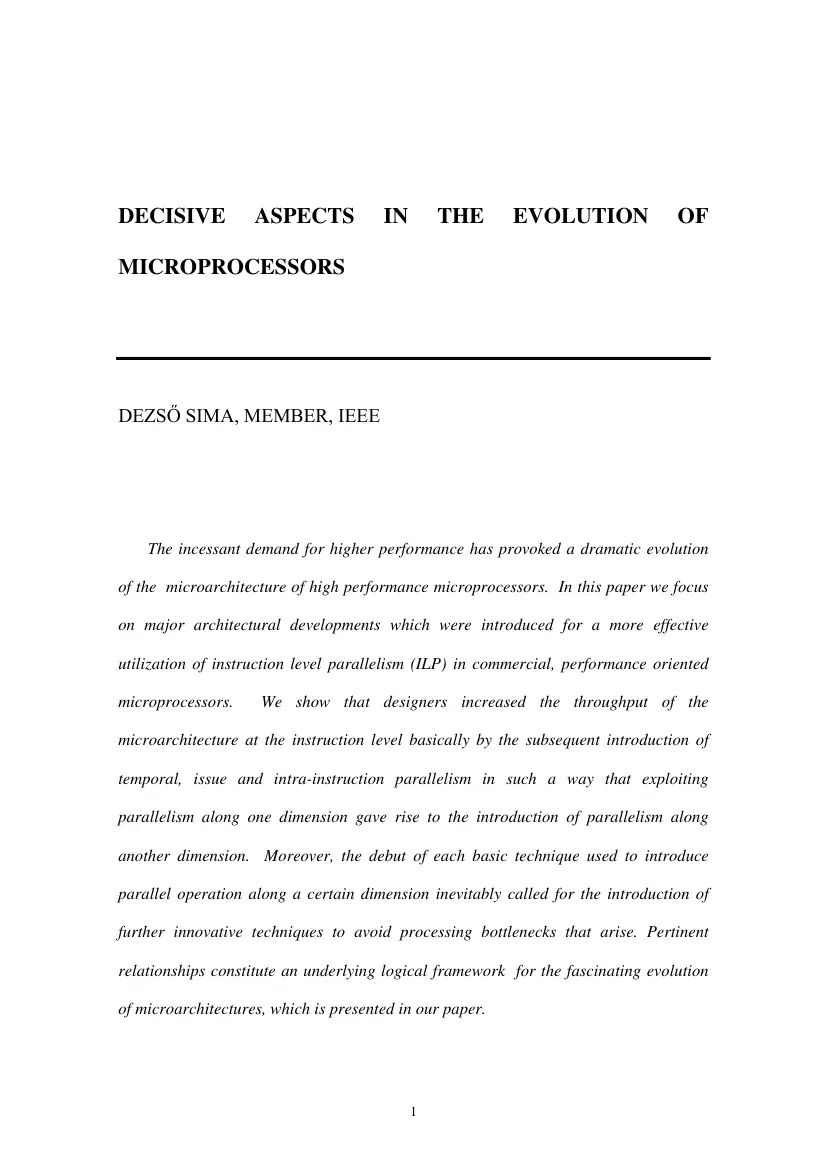 Sima Dezső - Decisive aspects in the evolution of microprocessors
