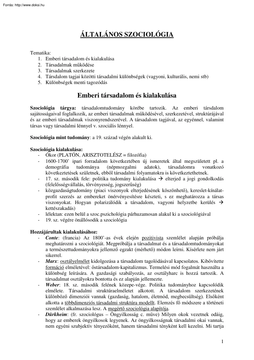 Általános szociológia