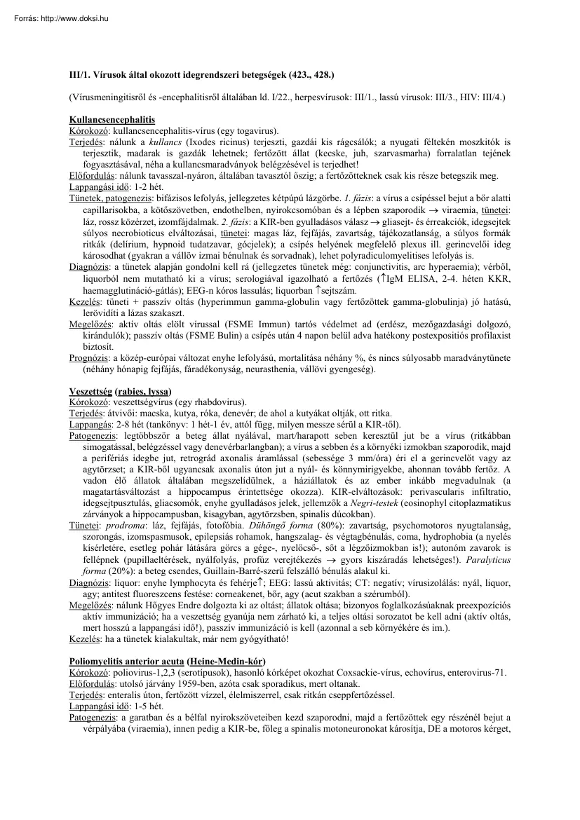 Kidolgozott neurológia tételsor III