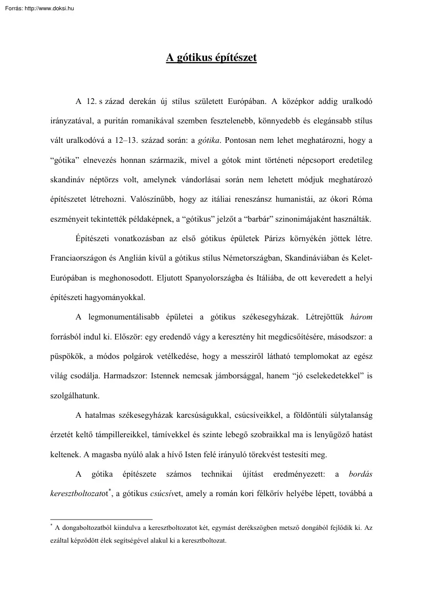 A gótikus építészet