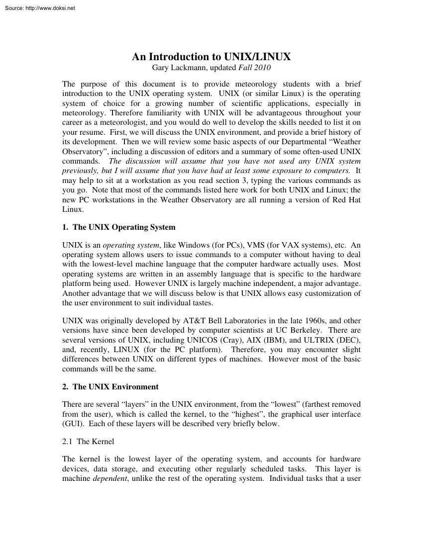Gary Lackmann - An Introduction to UNIX and LINUX