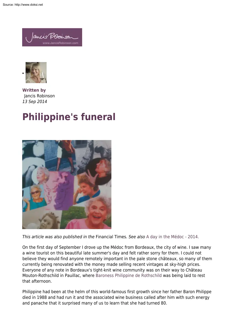 Jancis Robinson - Philippines Funeral
