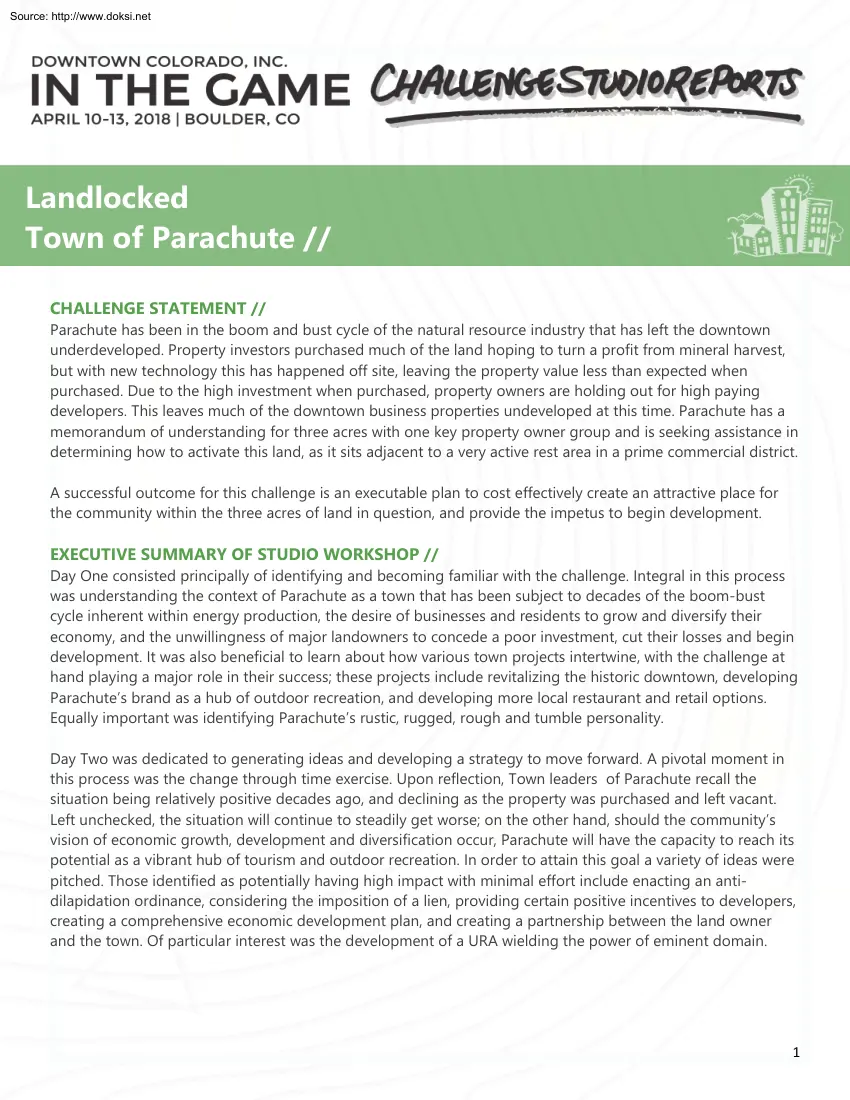 Landlocked Town of Parachute