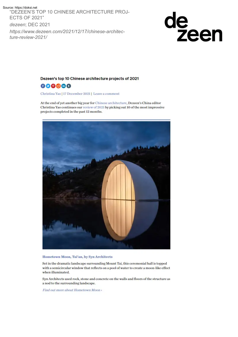 Dezeens top 10 Chinese Architecture Projects of 2021