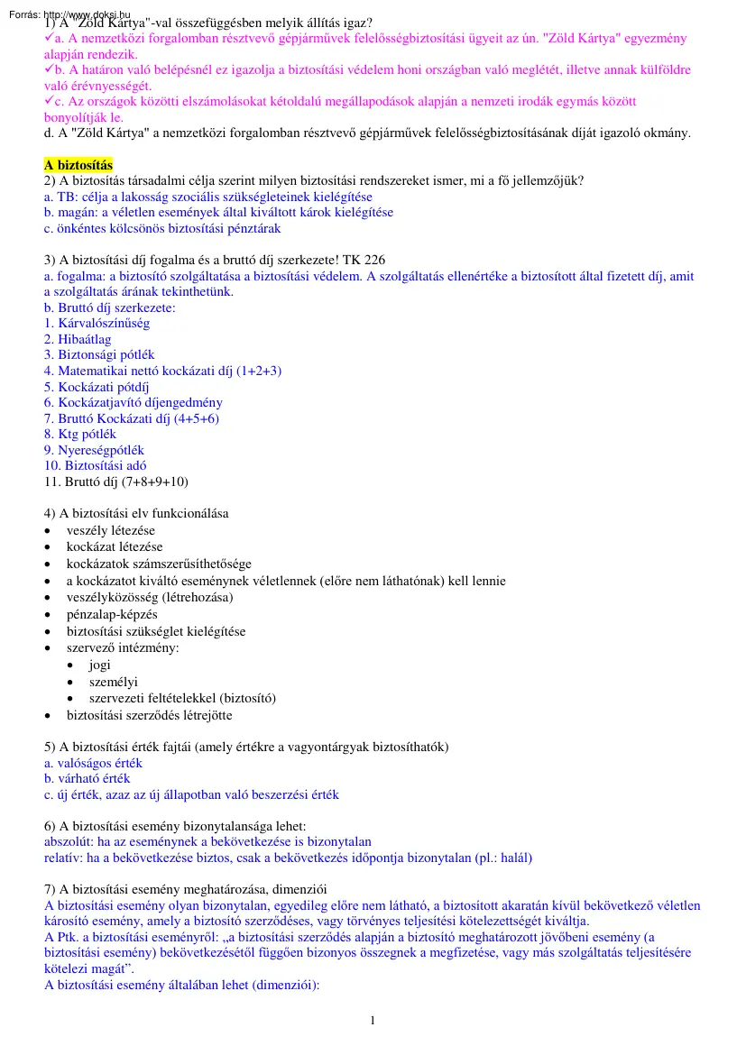 PSZF Biztositás tételek, 2005