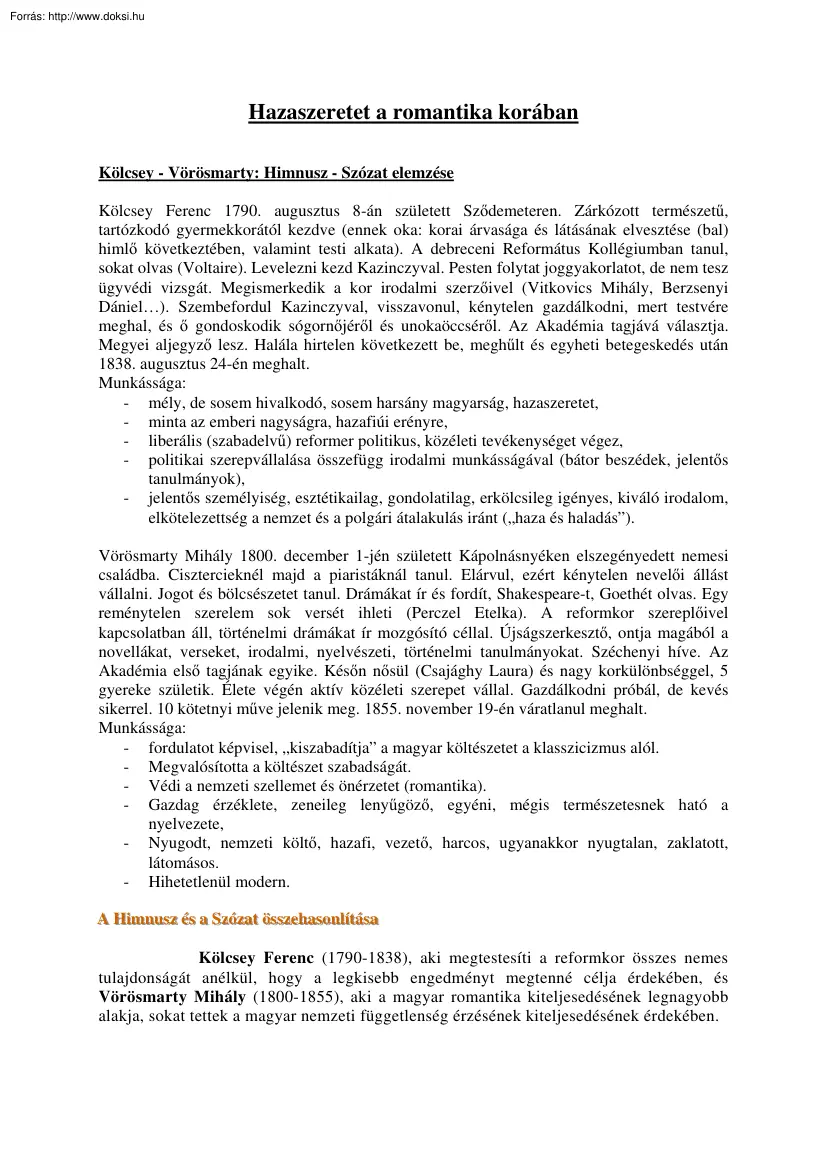 Hazaszeretet a romantika korában