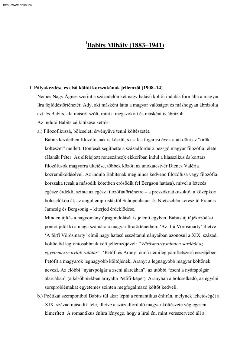 Dr. Osztovits Szabolcs - Babits Mihály