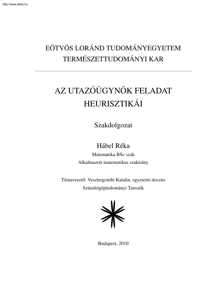 Hábel Réka - Az utazóügynök feladat heurisztikái