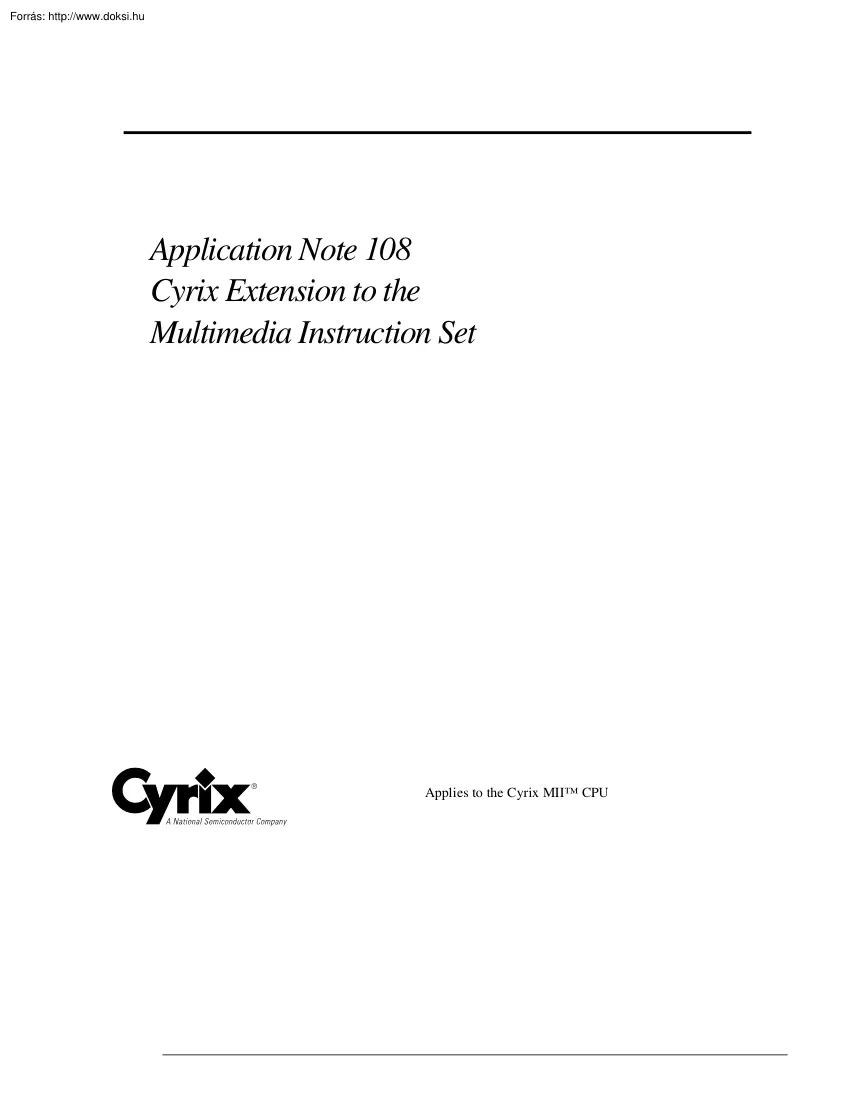 Cyrix Extension to the Multimedia Instructions Set