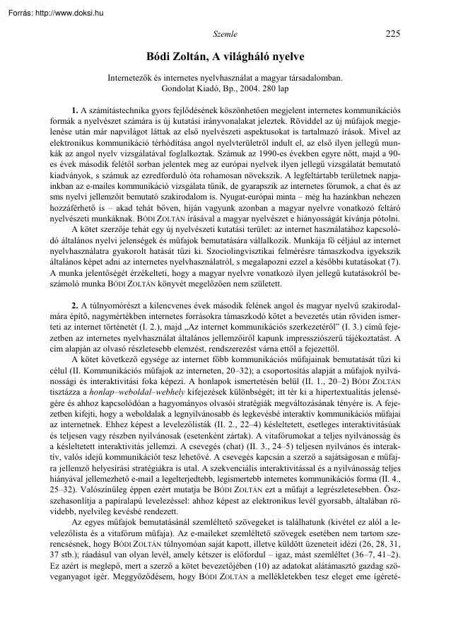 Bódi Zoltán - A világháló nyelve
