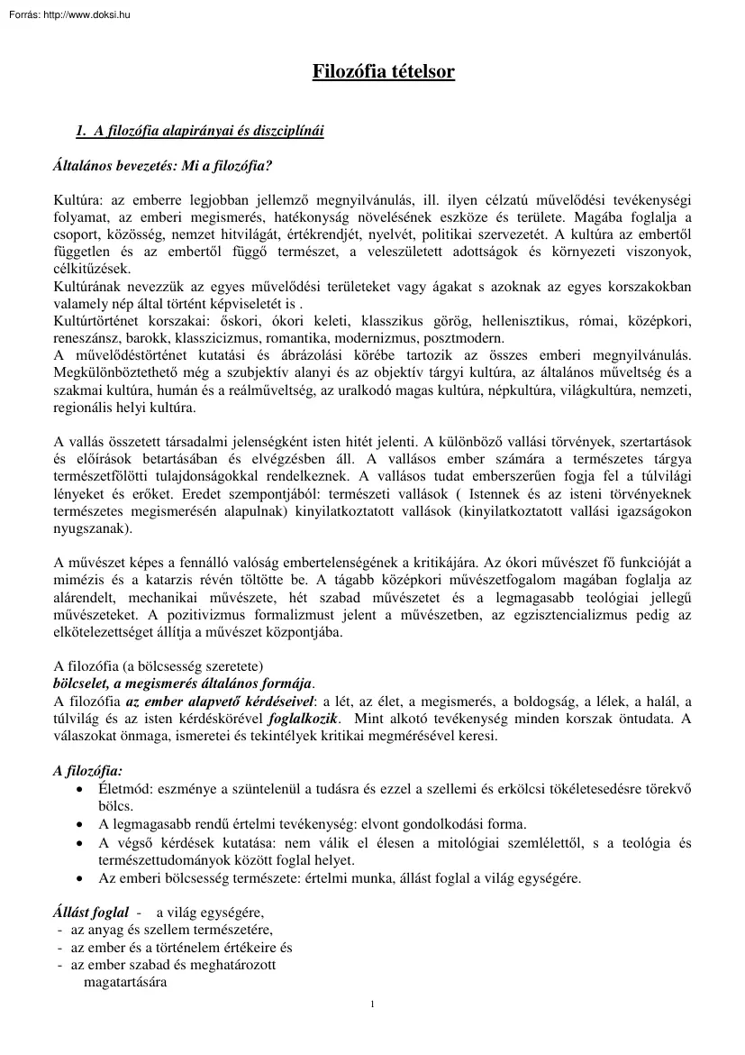 Filozófia tételek, 2003