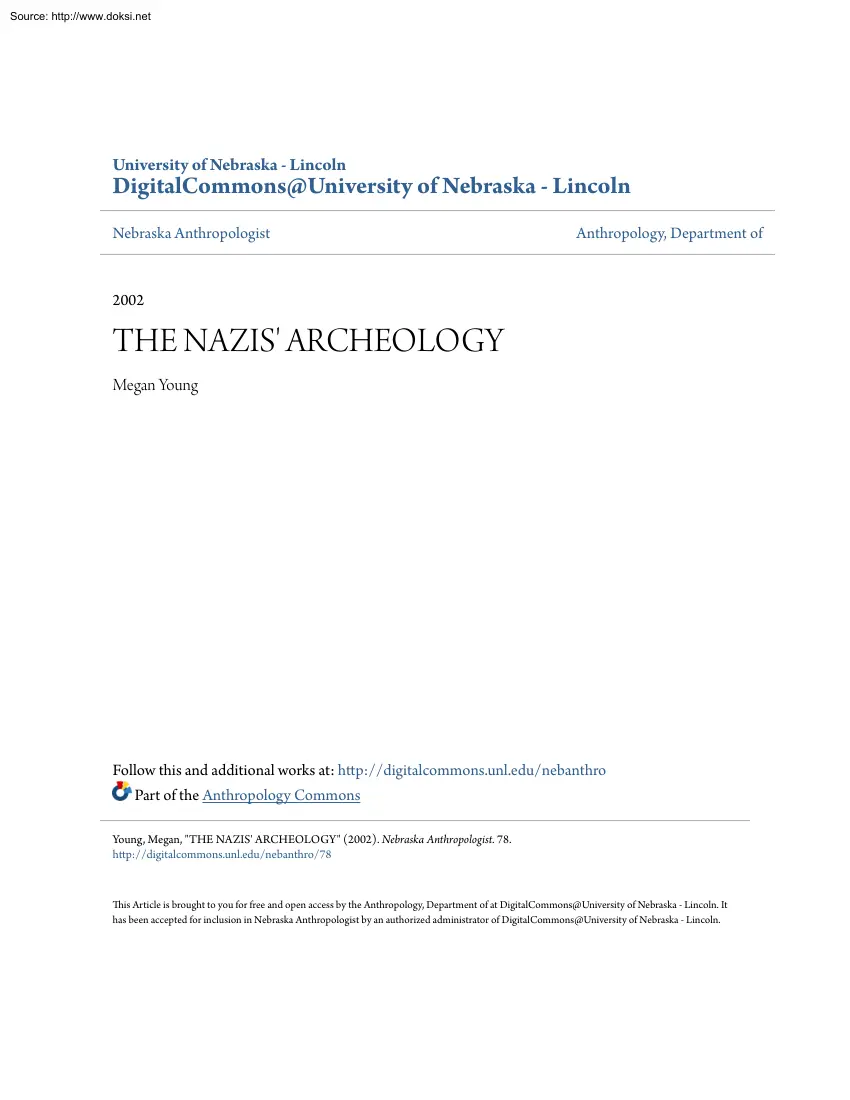 Megan Young - The Nazis Archeology