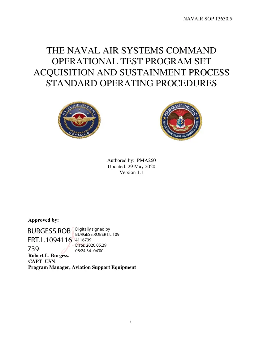 The Naval Air Systems Command Operational Test Program Set Acquisition and Sustainment Process