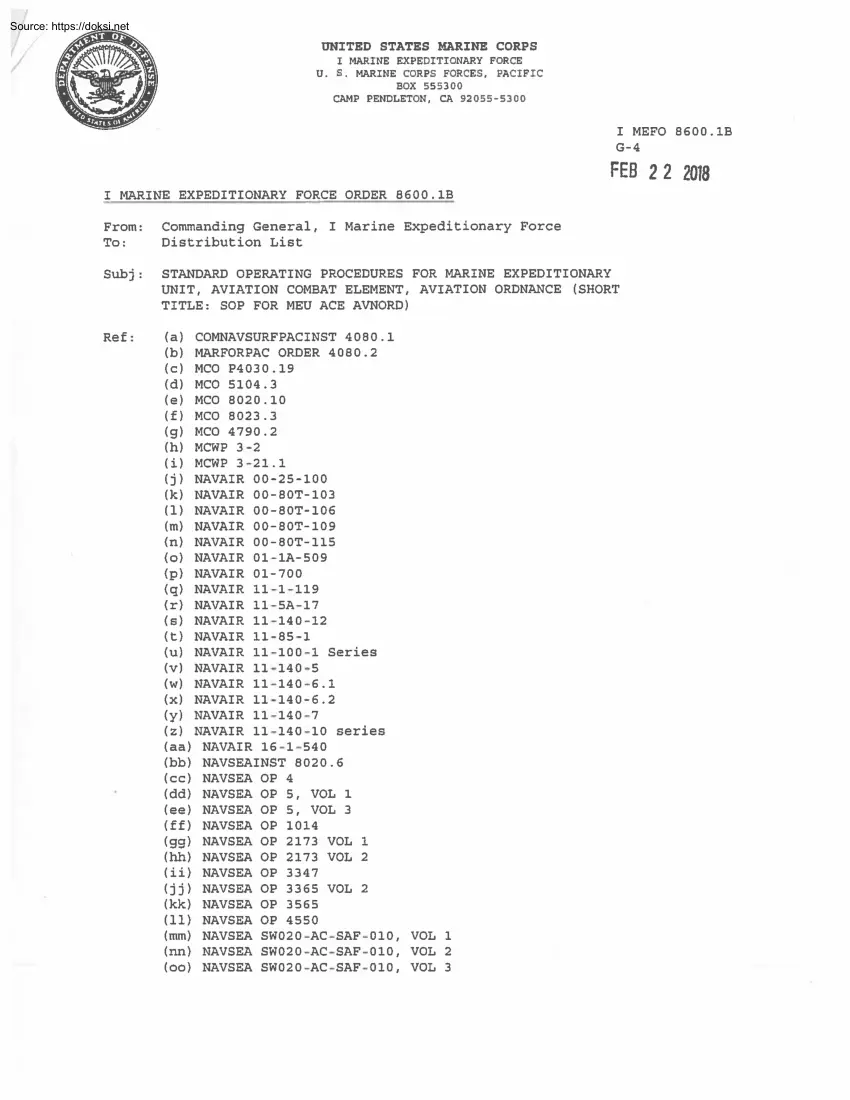 Marine Expeditionary Force Order 8600.1B