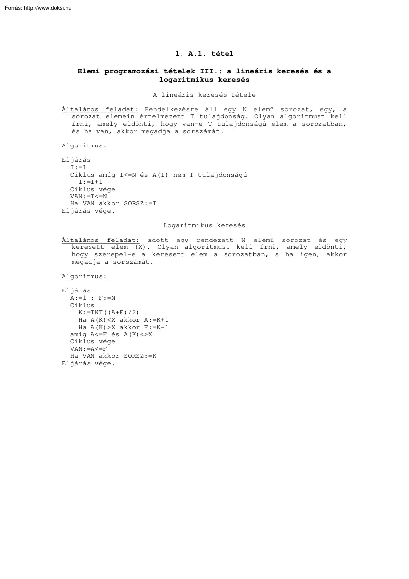 Turbo Pascal tételek