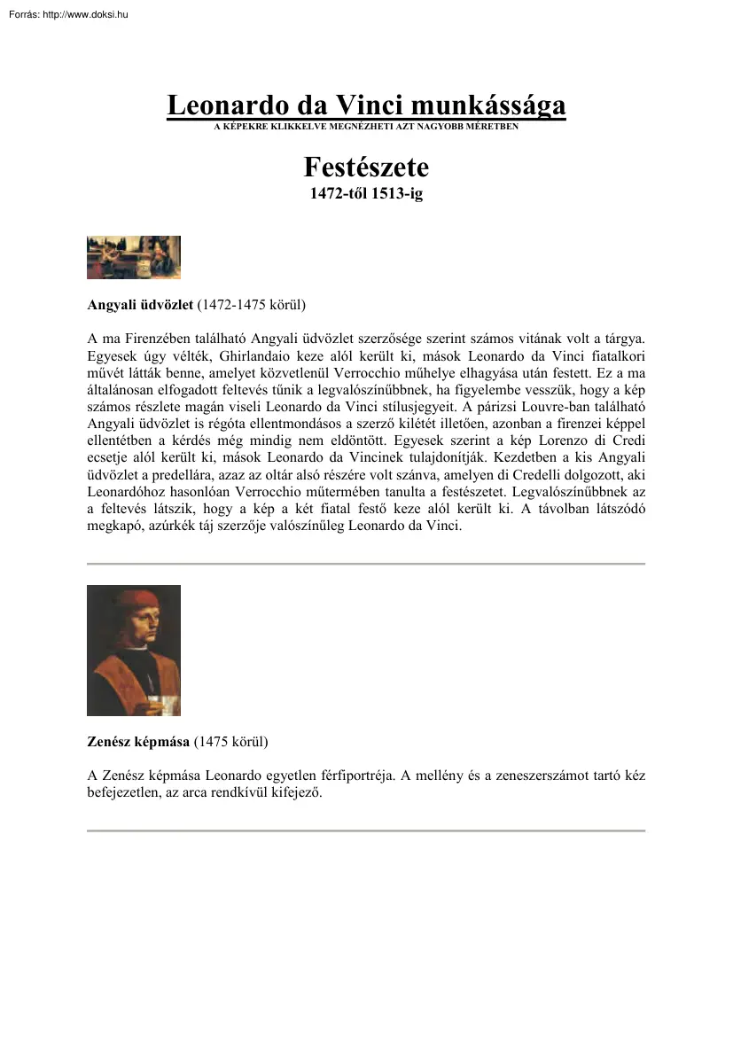 Leonardo da Vinci festészete