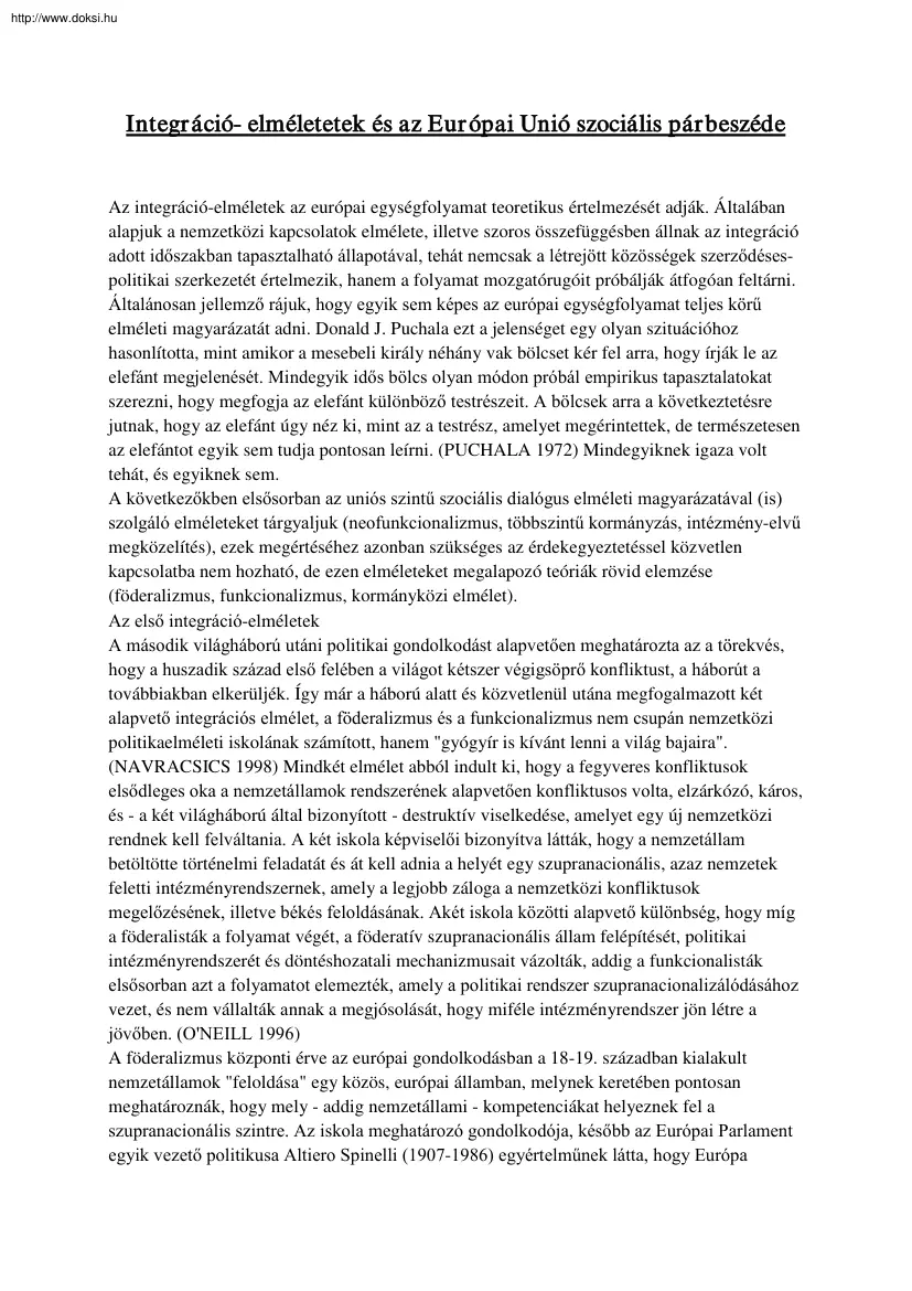 Arató Krisztina - Integráció-elméletetek és az Európai Unió szociális párbeszéde