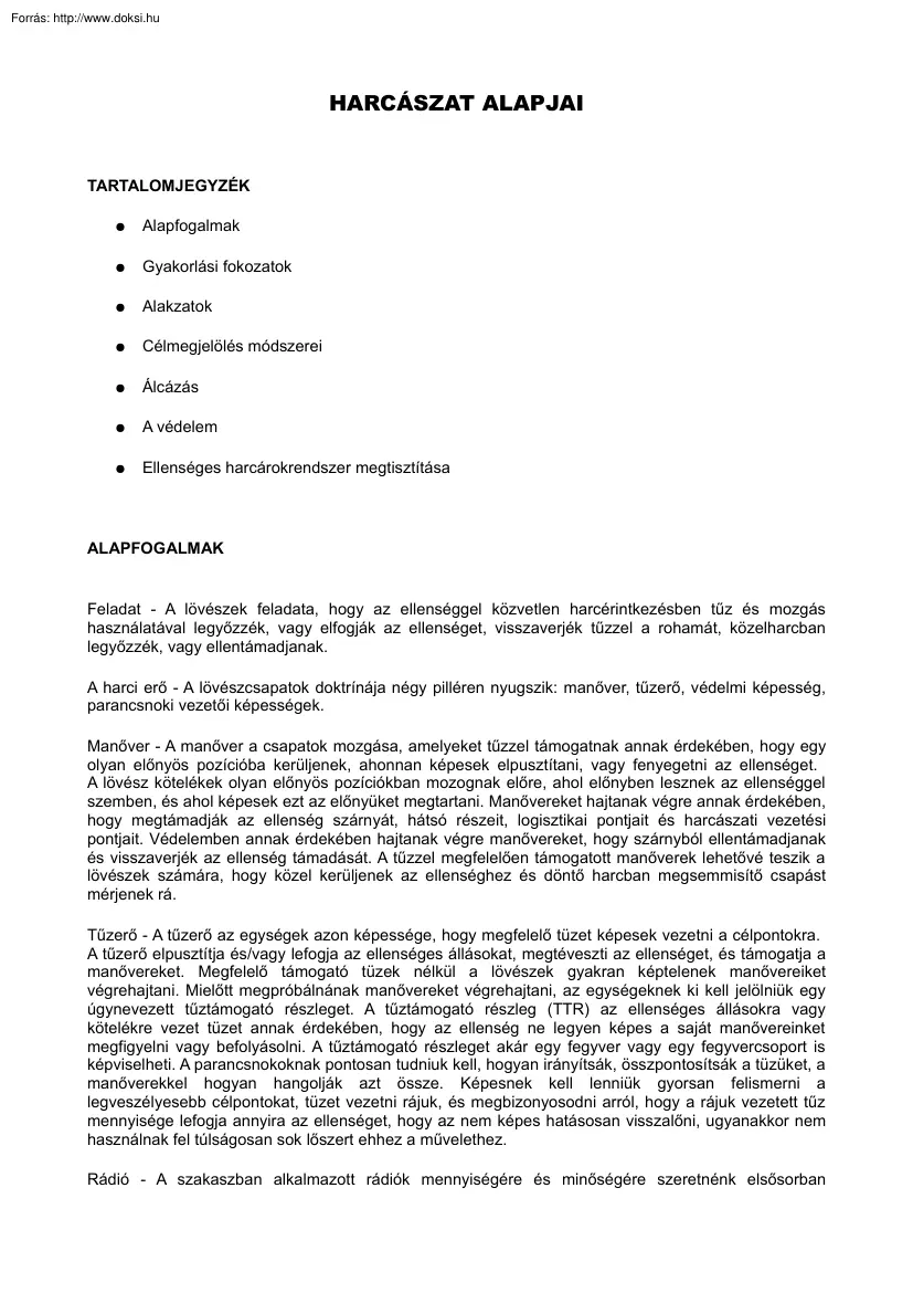 A harcászat alapjai