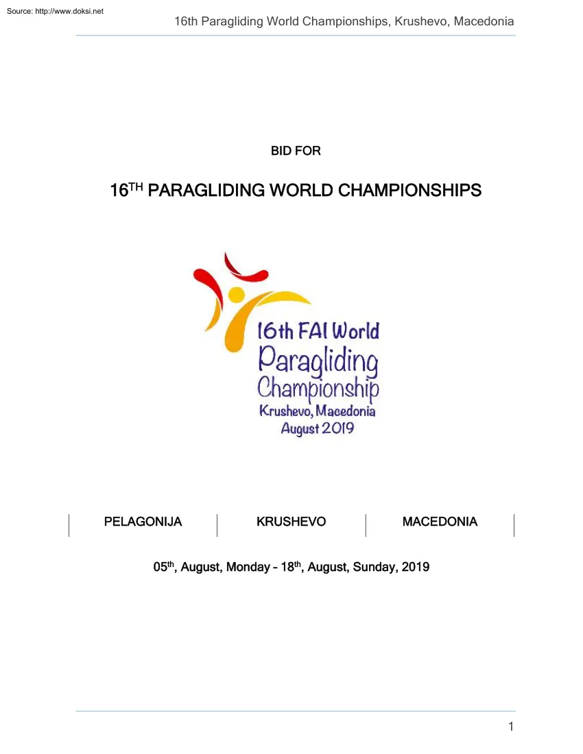 16th Paragliding World Championship, Krushevo, Macedonia
