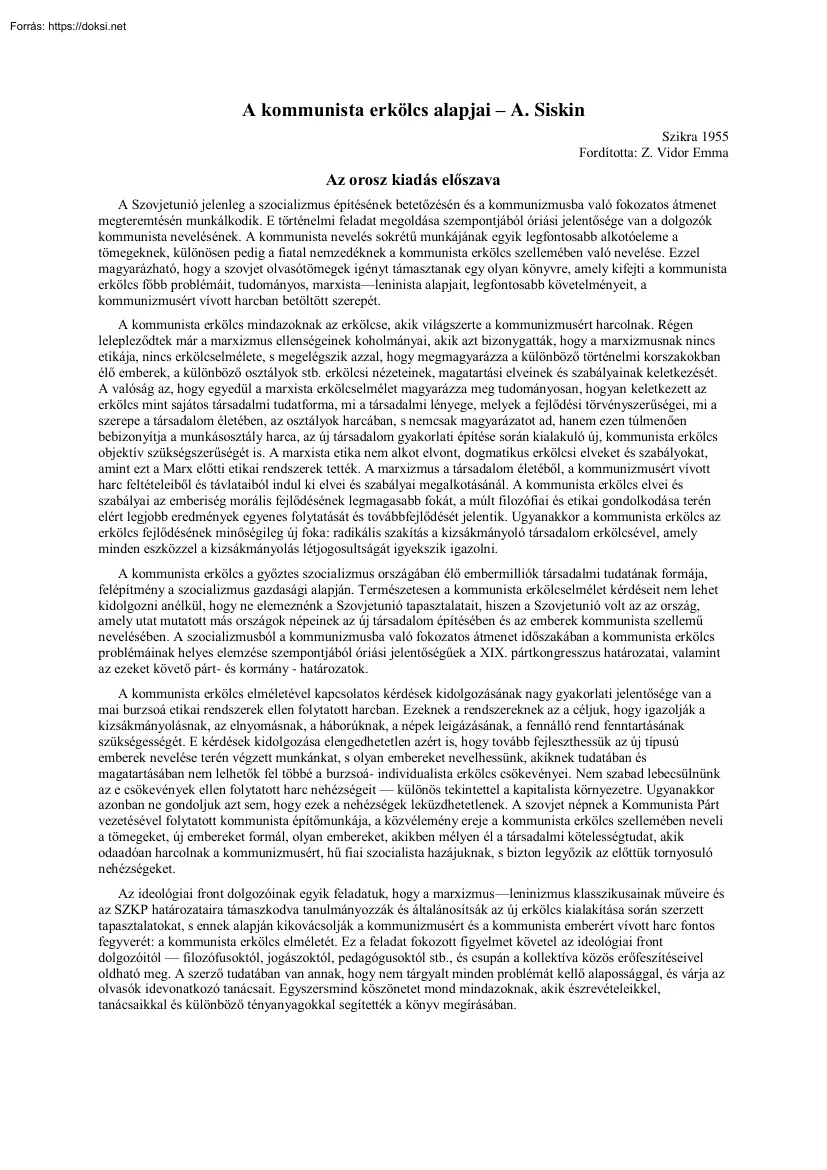 A.Siskin - A kommunista erkölcs alapjai
