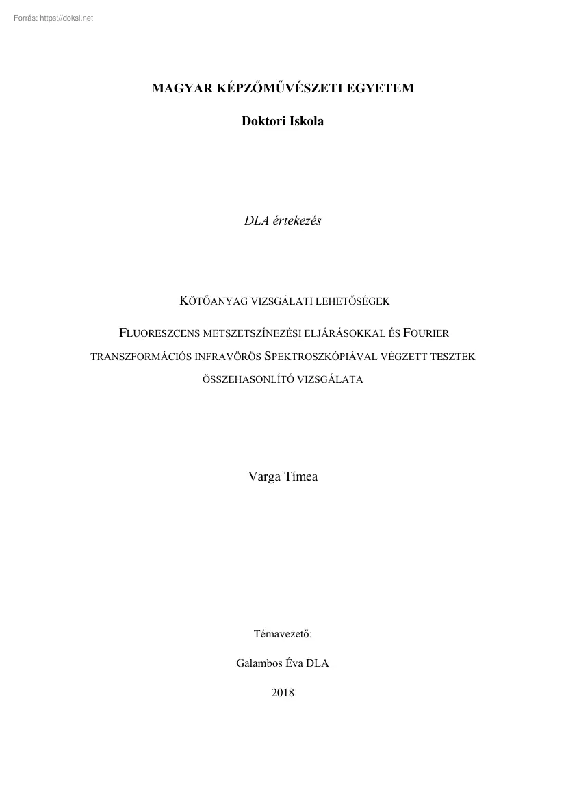 Varga Tímea - Kötőanyag vizsgálati lehetőségek, fluoreszcens metszetszínezési