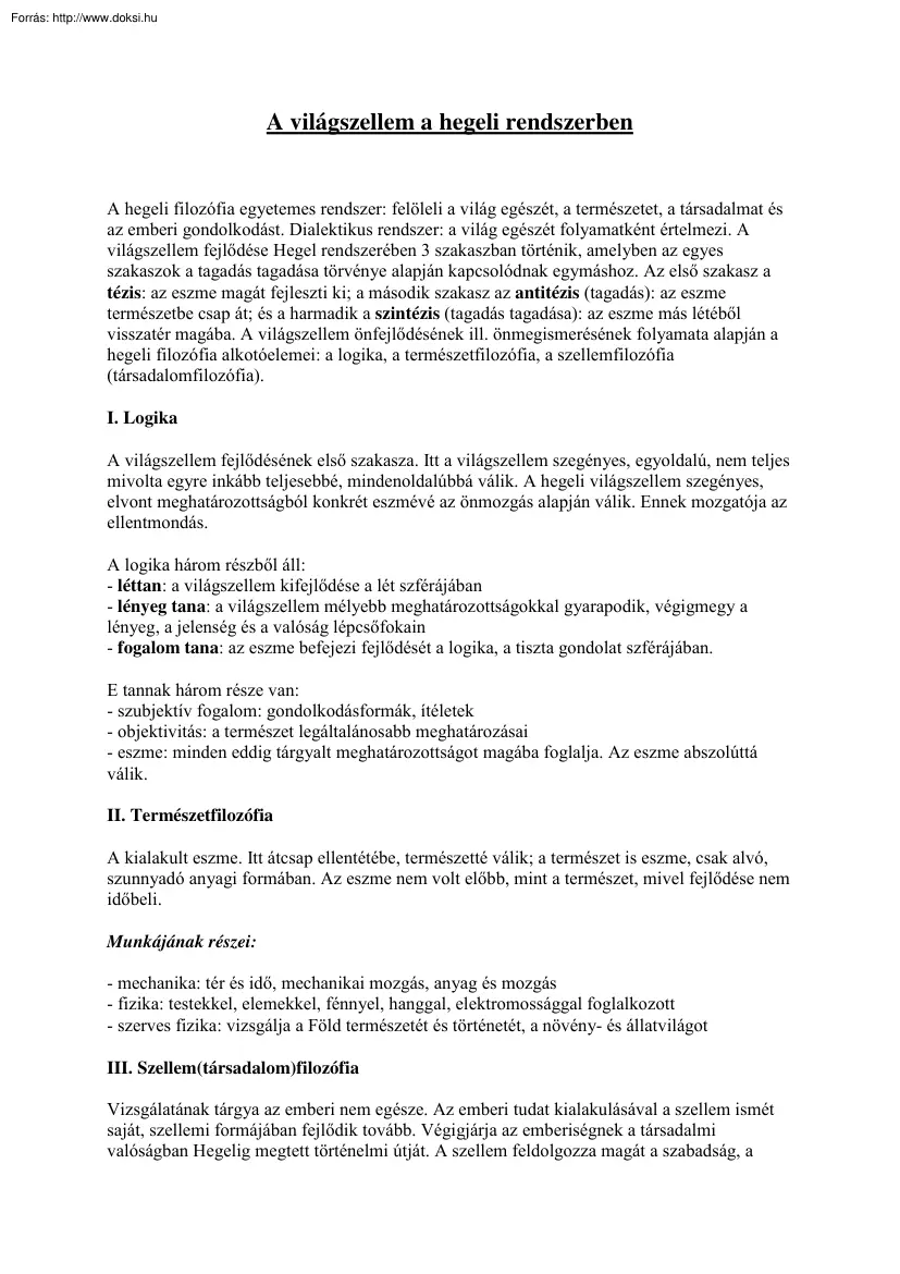 A világszellem a hegeli rendszerben