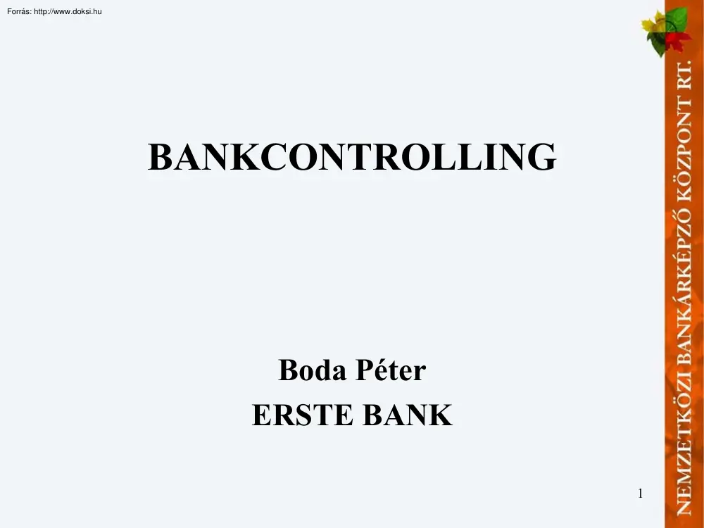 Boda Péter - Bankcontrolling