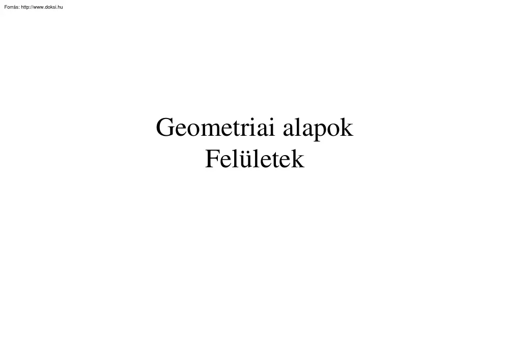 Geometriai alapok, felületek