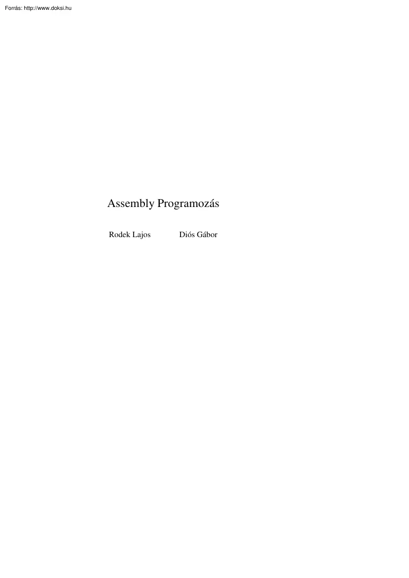 Rodek-Diós - Assembly programozás