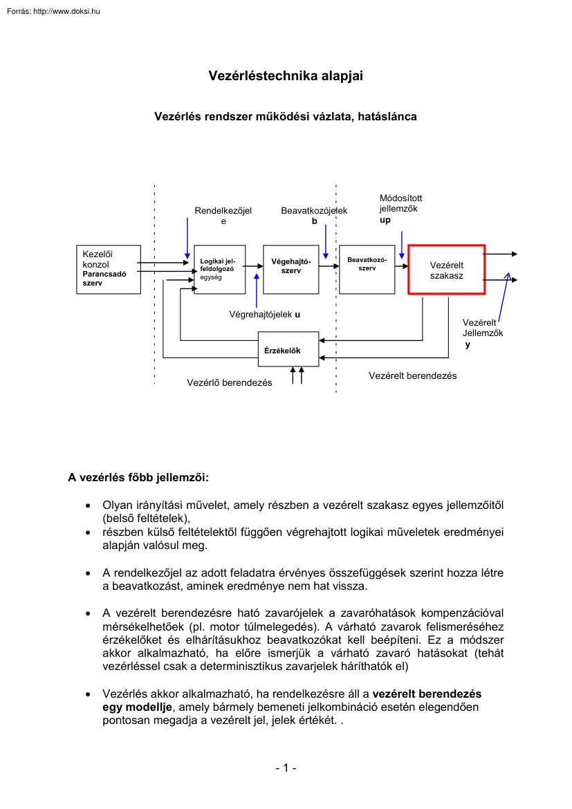 A vezérléstechnika alapjai