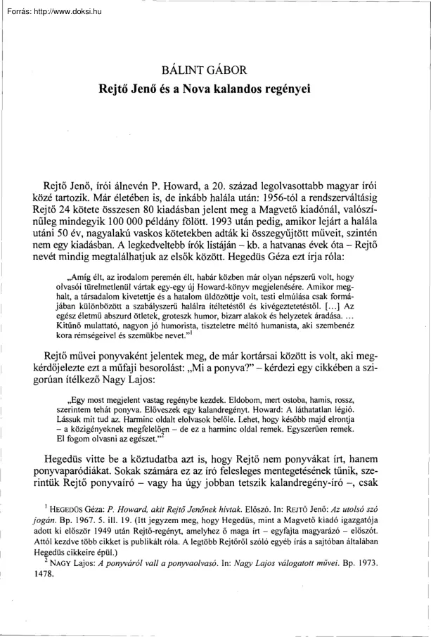 Bálint Gábor - Rejtő Jenő és a Nova kalandos regényei