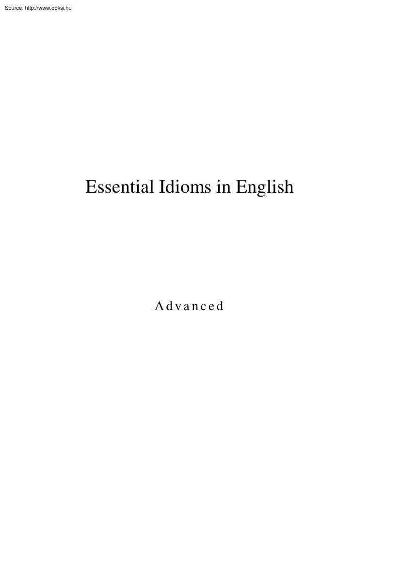 Essential idioms in English, advanced