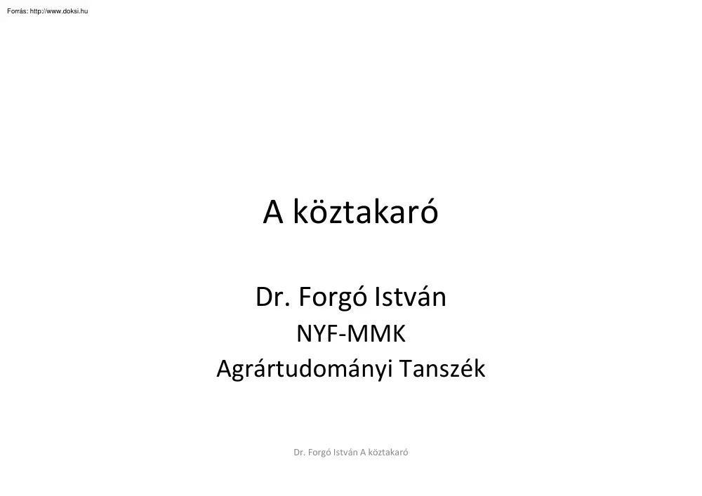 Dr. Faragó István - A köztakaró