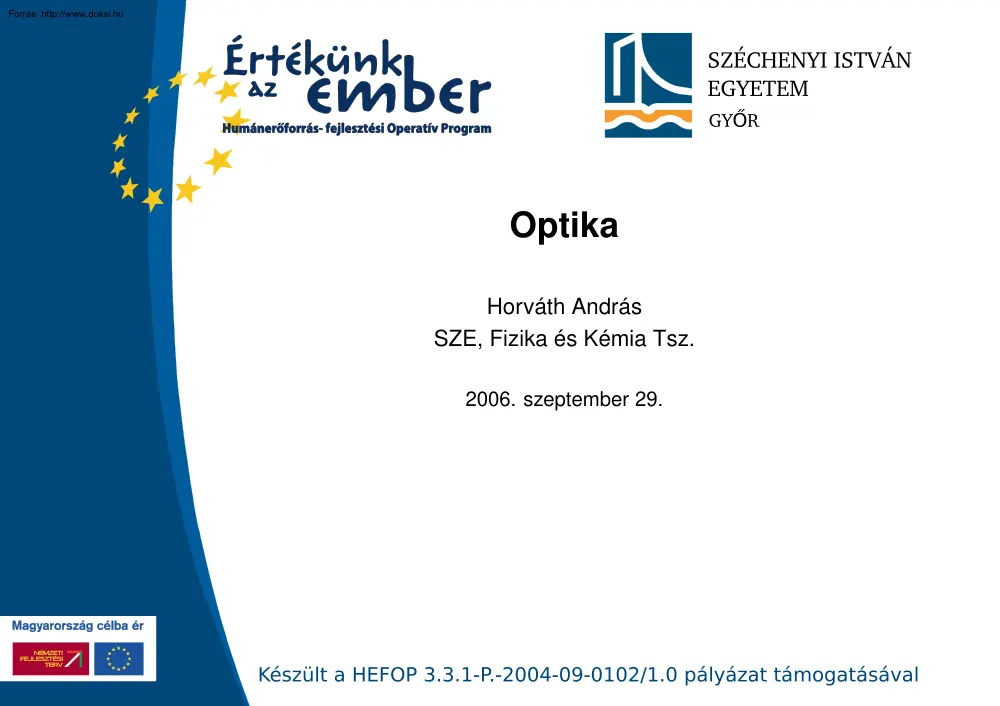 Horváth András - Optika