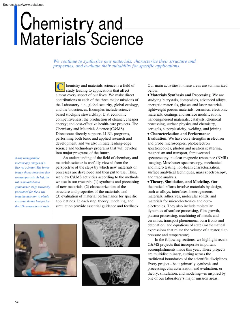 Chemistry and Materials Science