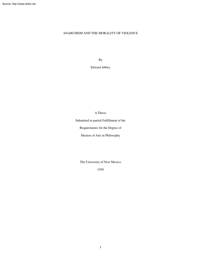 Edward Abbey - Anarchism and the Morality of Violence