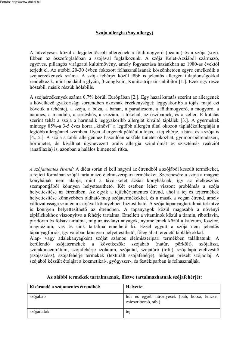 Szója allergia