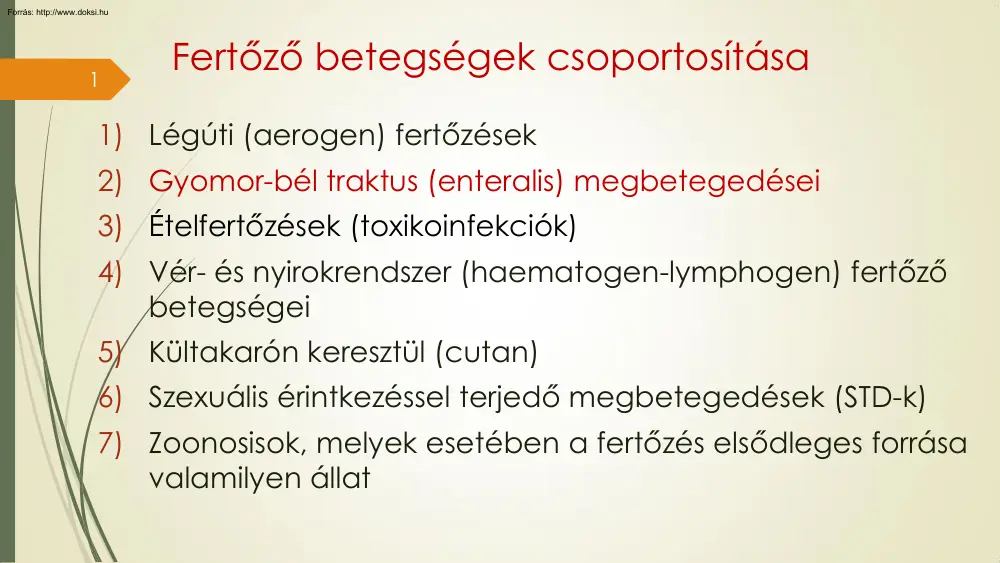 Fertőző betegségek csoportosítása