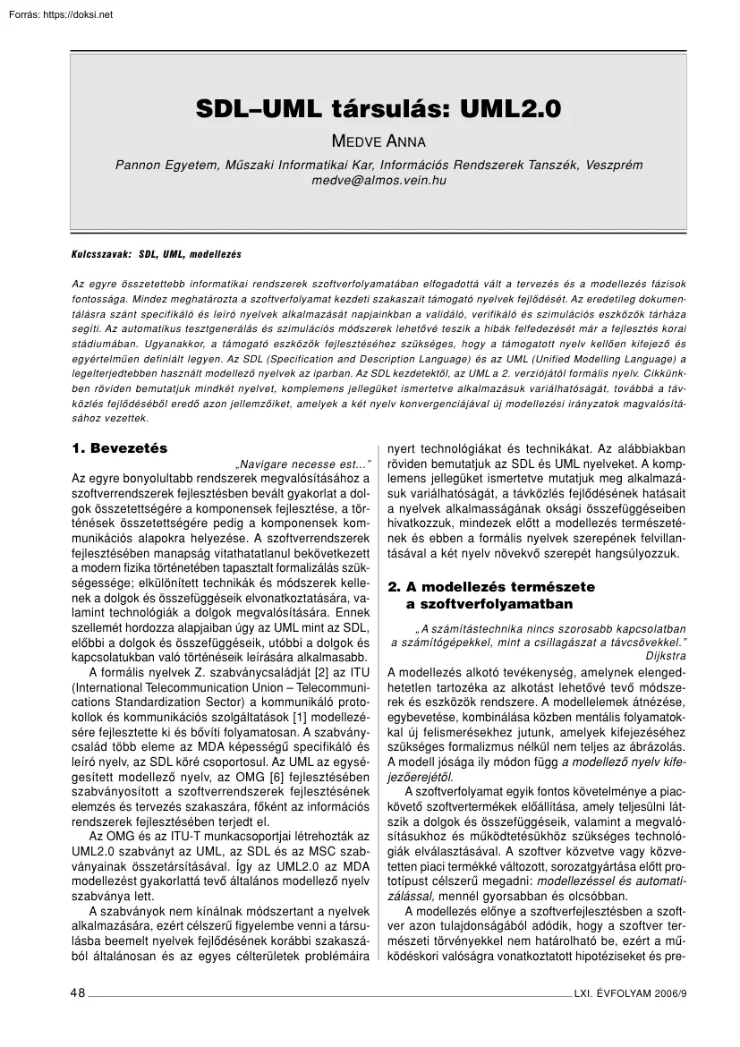 Medve Anna - SDL–UML társulás, UML2.0