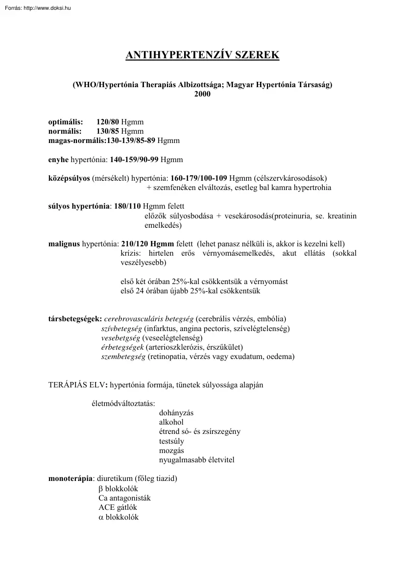 Antihypertenzív szerek