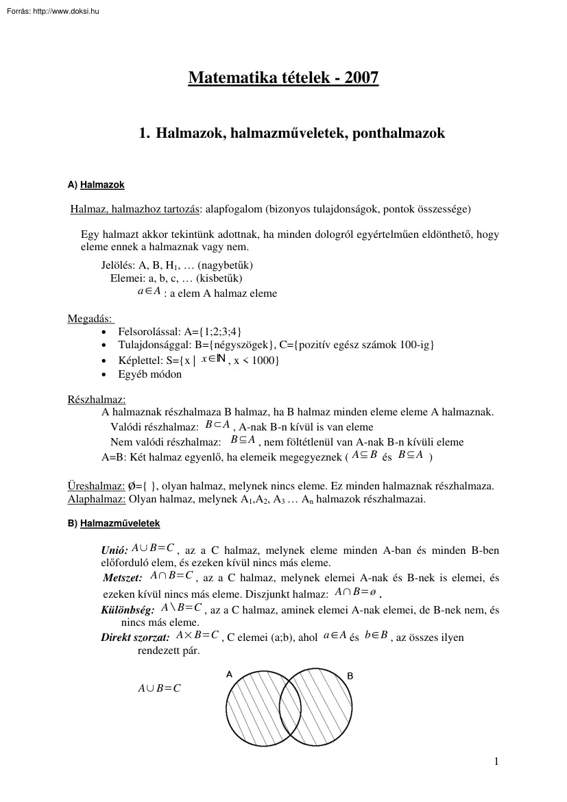 Matematika tételek, 2007