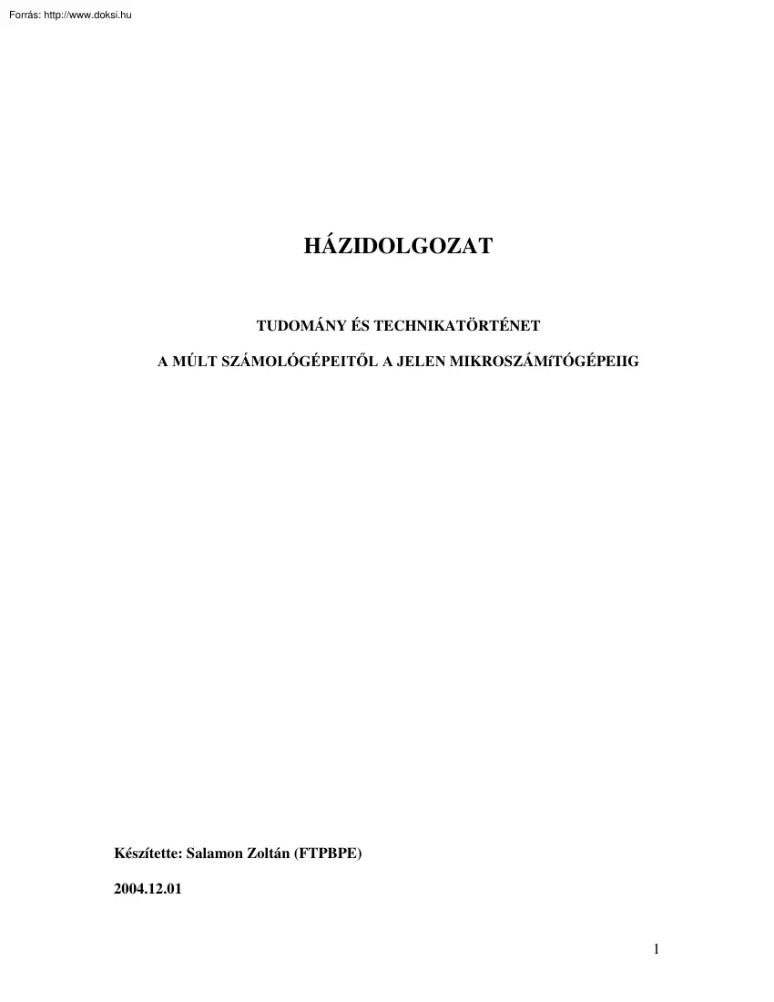 Salamon Zoltán - Tudomány és technikatörténet