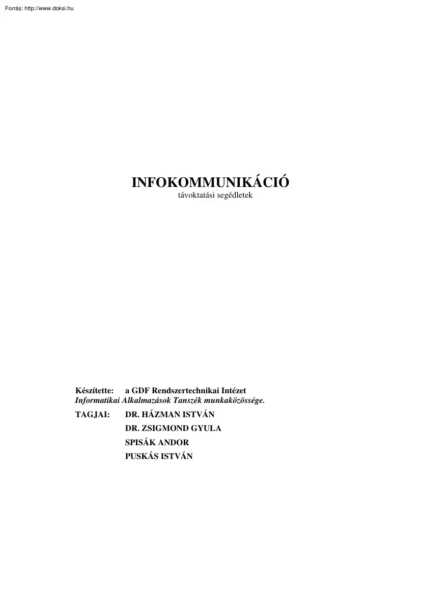 Dr. Házman István - Infokommunikáció